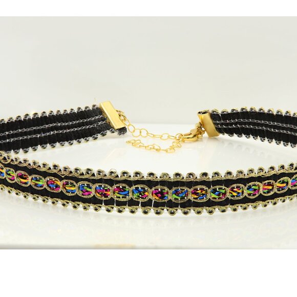 Multi Color Choker Adjustable Length Fancy Colors Trim chokers (#81) - Picture 3 of 8
